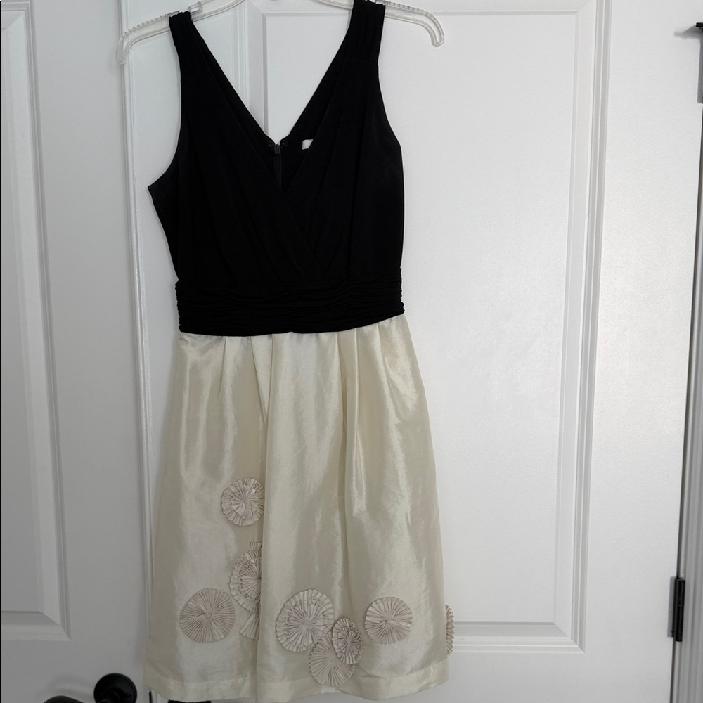 Elegant Black and Cream Sleeveless Dress